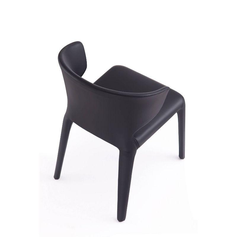 Set of 2 Conrad Faux Leather Dining Chairs Black - Manhattan Comfort: Mid-Century Modern, Metal Frame, Contoured Back