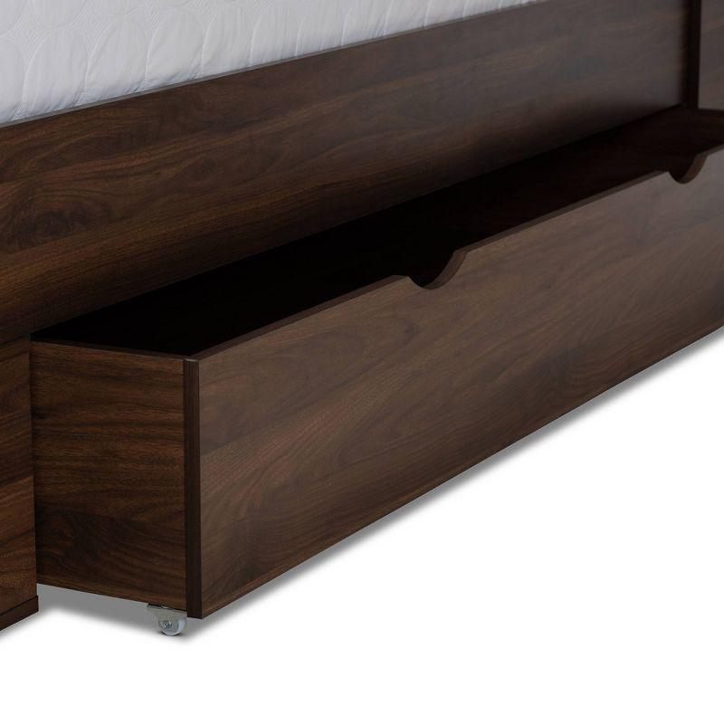 Queen 1 Drawer Tristan Wood Platform Storage Bed with Shelves Dark Brown - Baxton Studio
