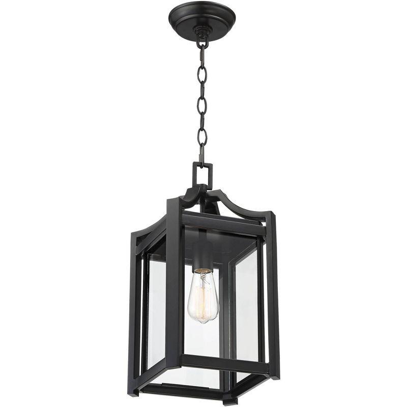 Franklin Iron Works Rockford Rustic Outdoor Hanging Light Black Iron 17" Clear Beveled Glass for Post Exterior Barn Deck House Porch Yard Patio Home