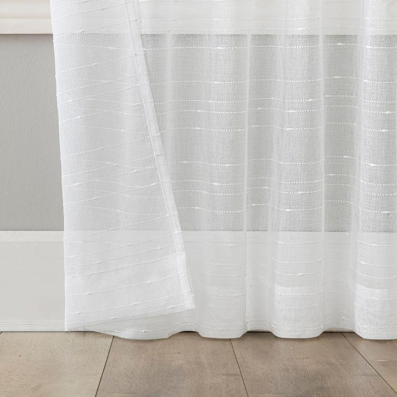 No. 918 Light Filtering Semi-Sheer Noemi Slub Striped Rope Tab Top Curtain Panel