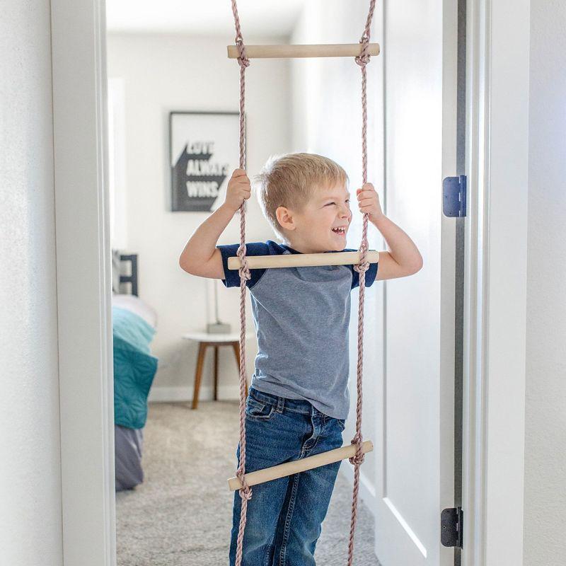 Gym1 4-Piece Deluxe Indoor Doorway Gym Set for Kids | Includes Swing Chair, Pull-Up Bar, Rings & Ladder