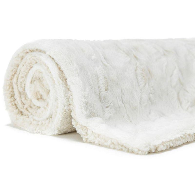 Chanasya Wolf Faux Fur Throw Blanket with Plush Faux Shearling Side