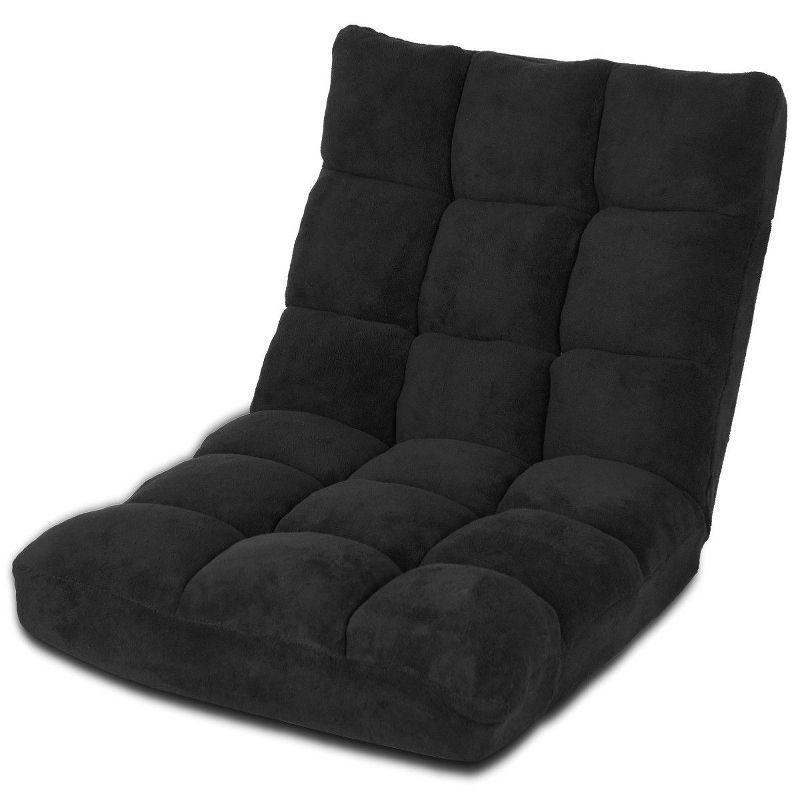 Tangkula Adjustable 14-Position Floor Chair ,Padded Gaming Chair Lazy Recliner Black