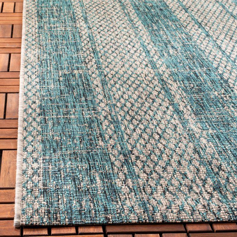 Courtyard CY8736 Power Loomed Indoor and Outdoor Runner Rug - Light Grey/Teal - 2'3"x8' - Safavieh