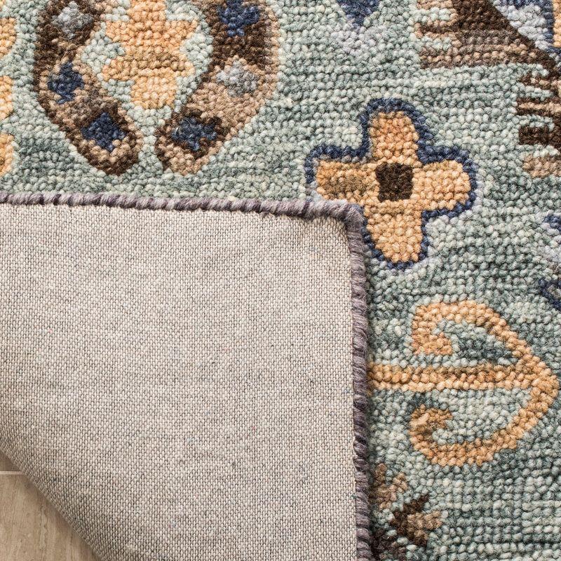 Boho Chic Blue & Beige Hand Tufted Wool Area Rug - 4' x 6'