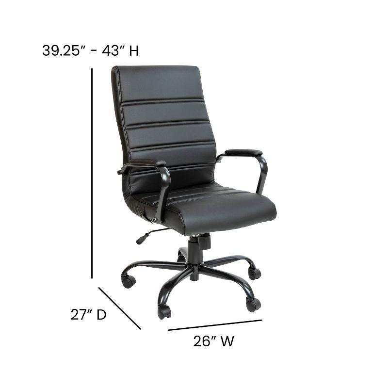 Flash Furniture High Back Black LeatherSoft Executive Swivel Office Chair with Black Frame and Arms