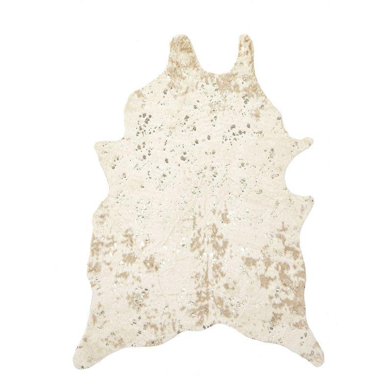 Nuloom Iraida Animal Print Shaped 4x5 Indoor Area Rug for Living Room Bedroom Dining Room Kitchen, Gold/Off White