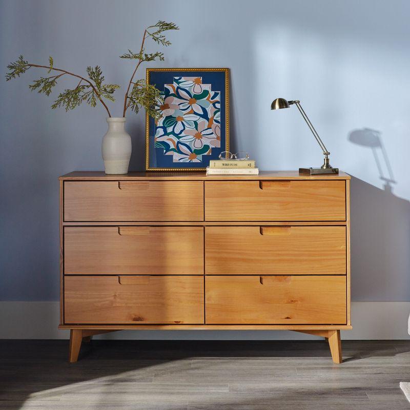 Caramel Mid-Century Double Dresser with Extra Deep Drawers