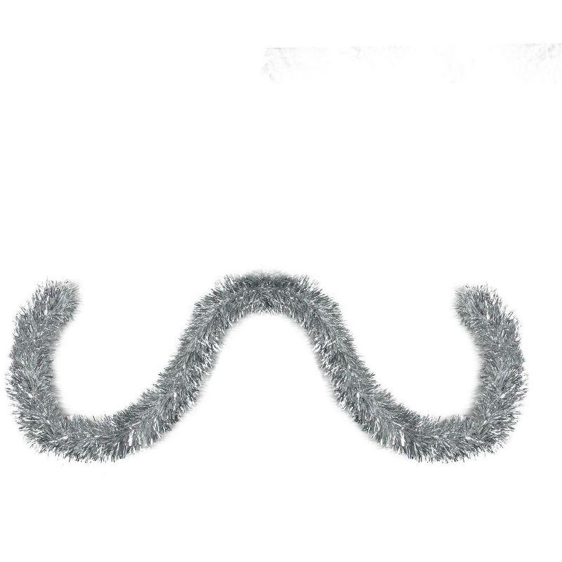 Northlight 50' x 4" Unlit Shiny Silver 6-Ply Foil Tinsel Christmas Garland