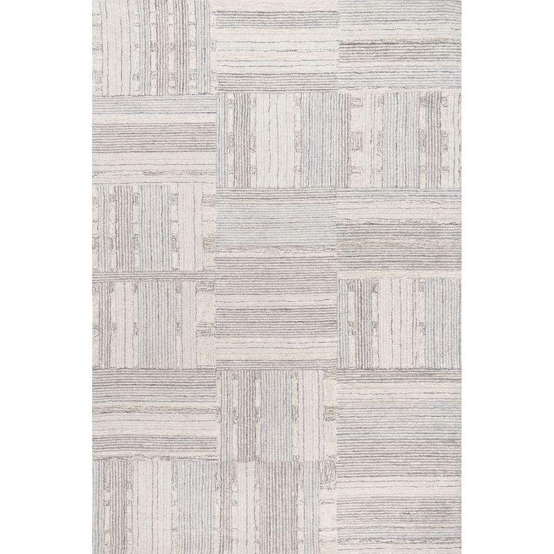 Nuloom Deco Striped Tile Wool Area Rug, 4' x 6', Light Grey