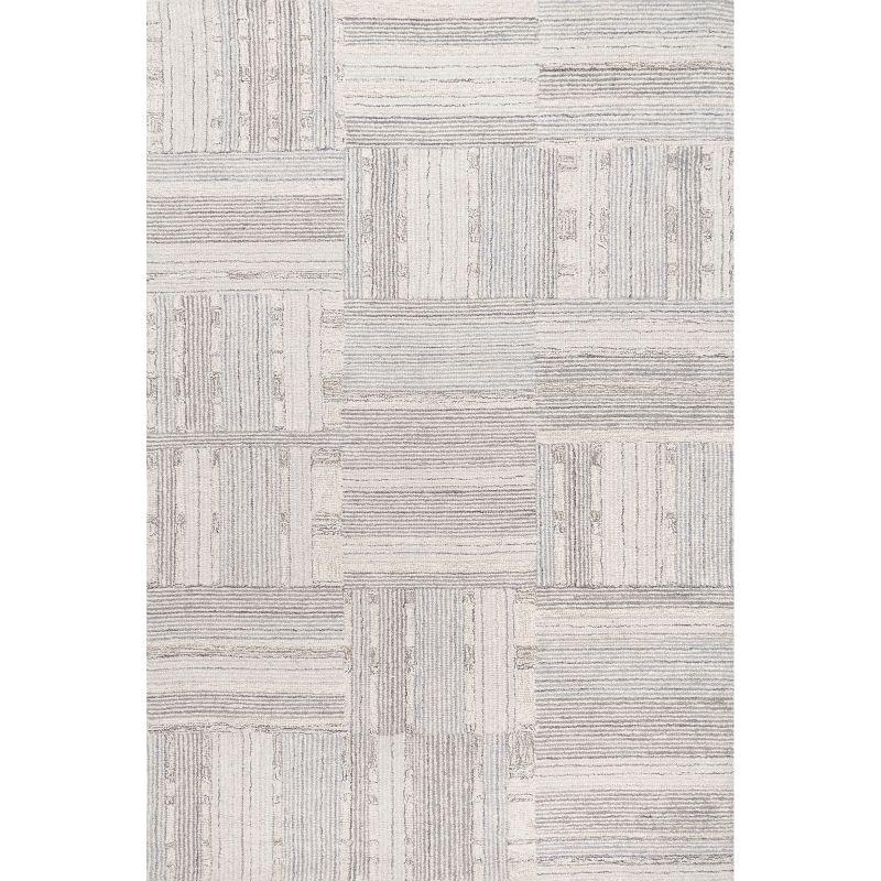 Light Grey Striped Wool Handmade Reversible 4' x 6' Rug