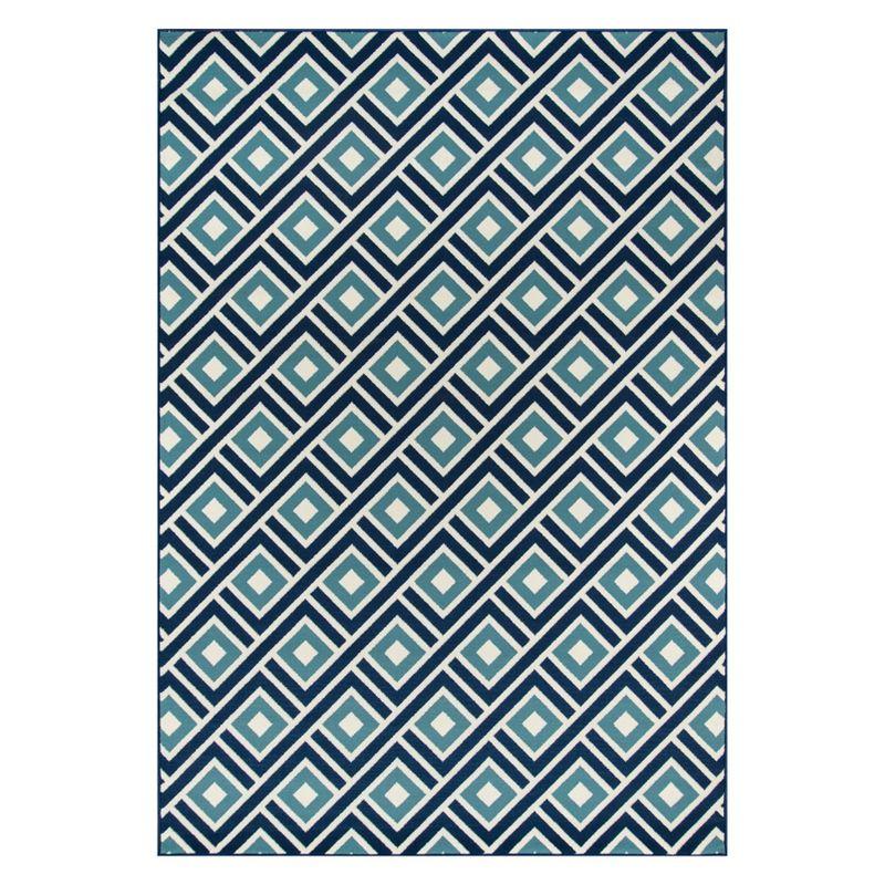 Indoor/Outdoor Blue Squares Rug