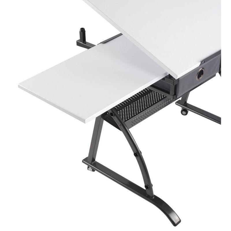 Core Drawing Table & Stool Set, Adjustable Art Desk with Storage, Charcoal Black/White - Studio Designs: Laminate Surface, Metal Frame