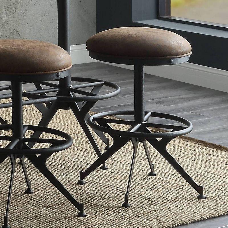 Acme Furniture 16" Zangief Barstool Salvaged Brown/Black Finish : Linen Upholstered, Wood Frame, No Assembly Required