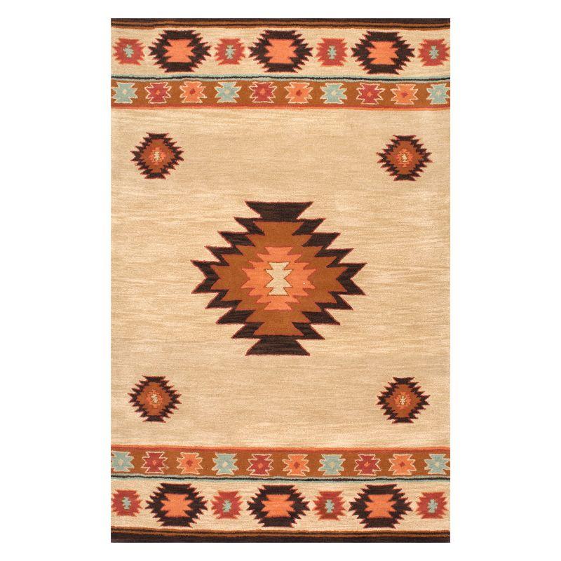 4'x6' Hand Tufted Shyla Area Rug Beige - nuLOOM: Wool, Bohemian Style, Medium Pile, Indoor Use