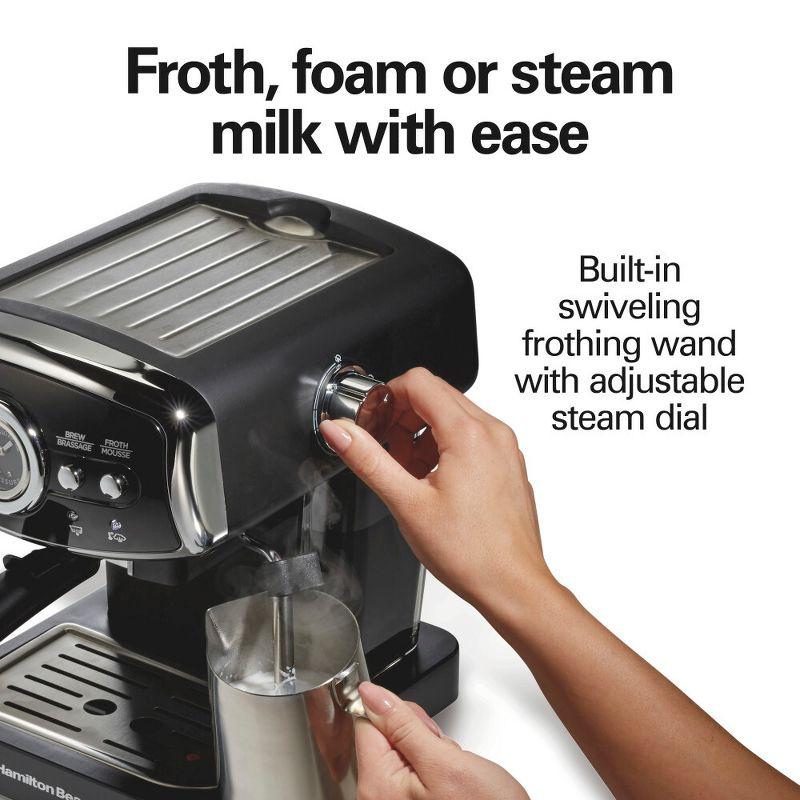 Hamilton Beach Hamilton Beach Slide & Lock Espresso Maker 15 Bar Pump Black With Chrome Accents