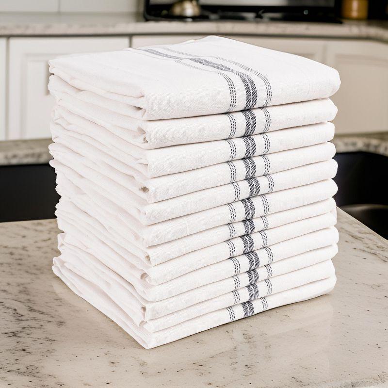 KAF Home Farmhouse Stripe Set Of 12 Kitchen Towels - 15" x 25", In Charcoal