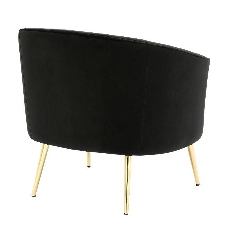 Chic Black Velvet Barrel Accent Chair with Gold Metal Legs