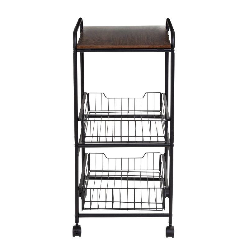 Honey-Can-Do 3 Tier Slim Rolling Cart with Pull Out Baskets