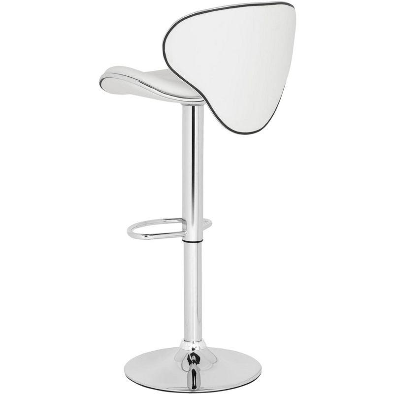 Transitional Chrome White Swivel Bar Stool with Adjustable Height