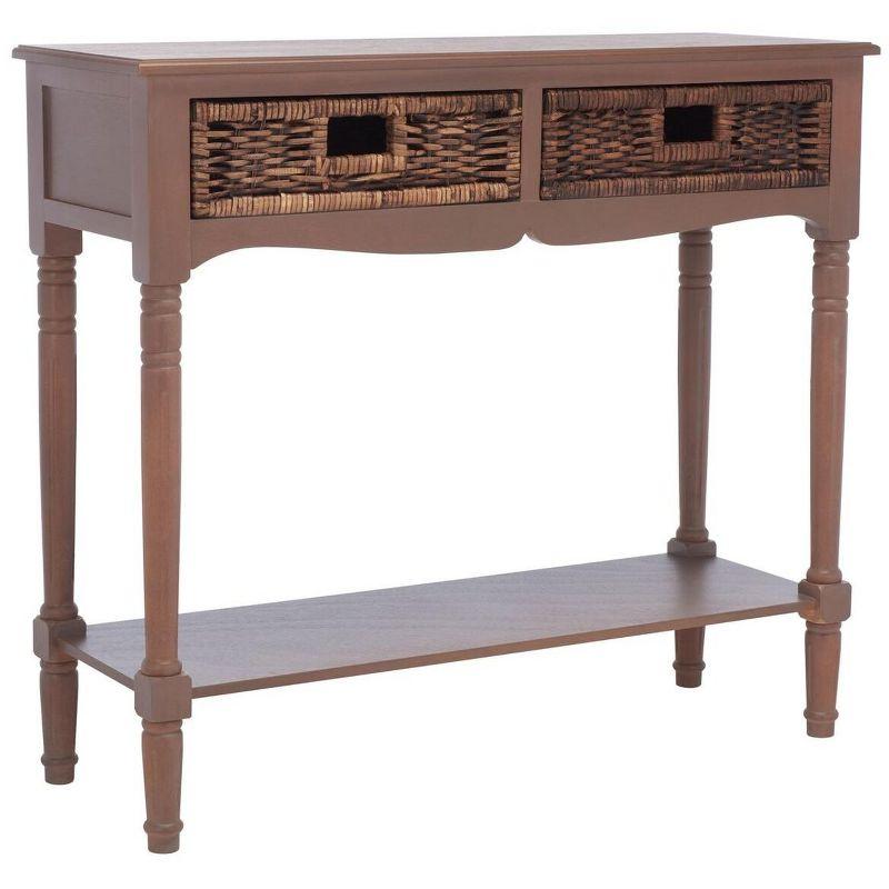 Beige Pine Transitional Console Table with Storage Drawers