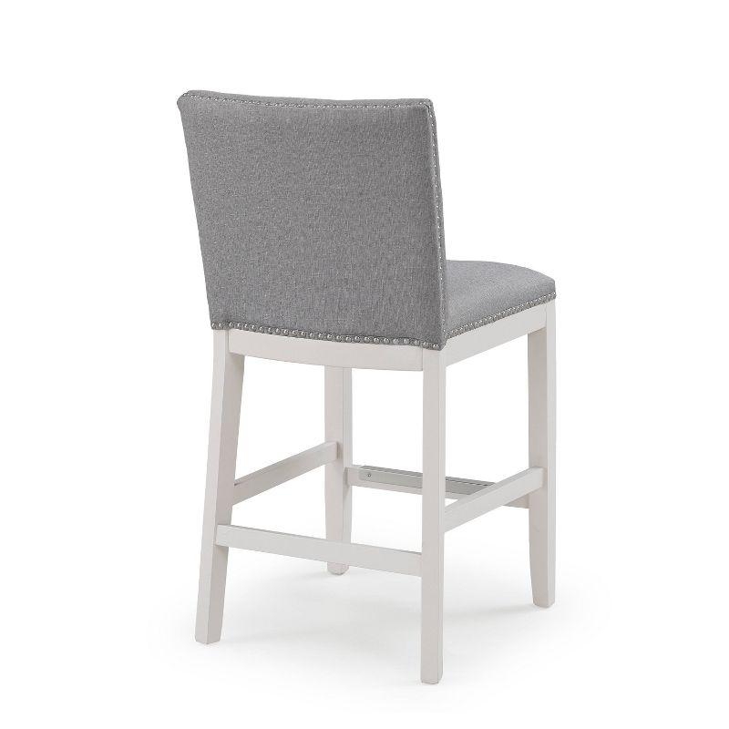 Comfort Pointe Arissa Counter Height Barstool Gray: Upholstered, Nailhead Trim, Wood Legs, Foam Fill