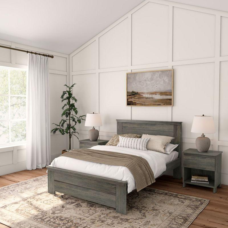 Plank+Beam Farmhouse Full Size Bed Frame with Headboard, Solid Wood Platform Bed