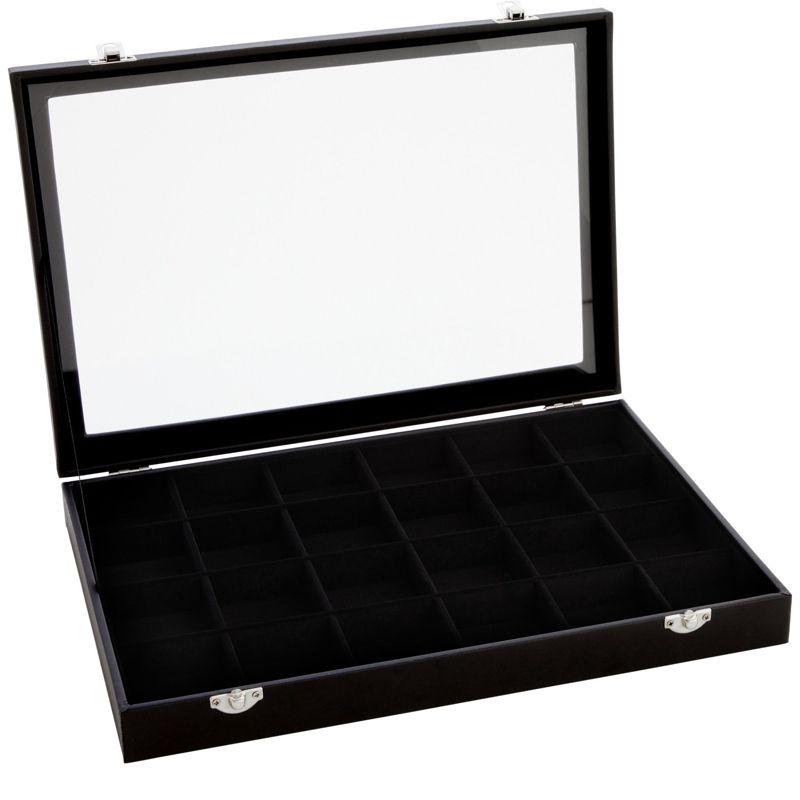 Juvale Black Jewelry Display Tray with Velvet Lining for Gemstones, Rocks, 24 Slots, 14 x 9.5 x 2 In