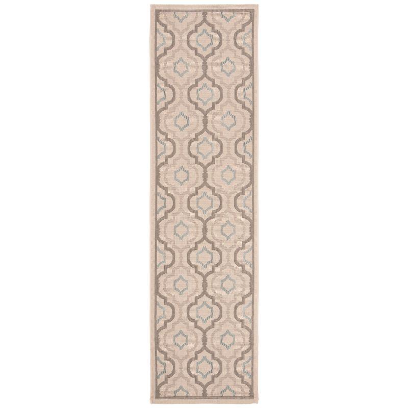 Elegant Beige Synthetic Indoor/Outdoor Runner Rug 2'4" x 14'