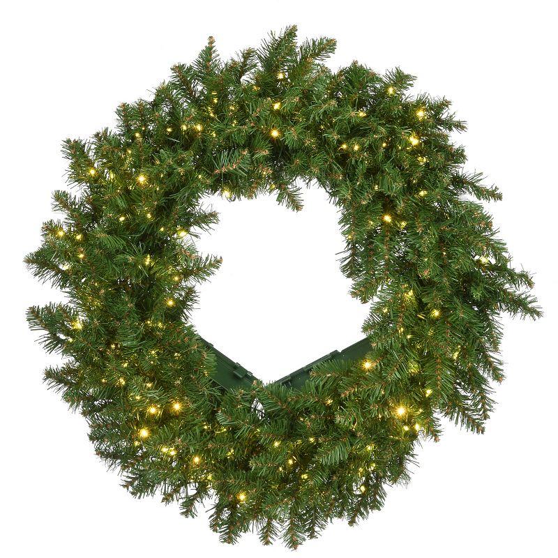 24" Green Fir Wreath with Warm White LED Lights