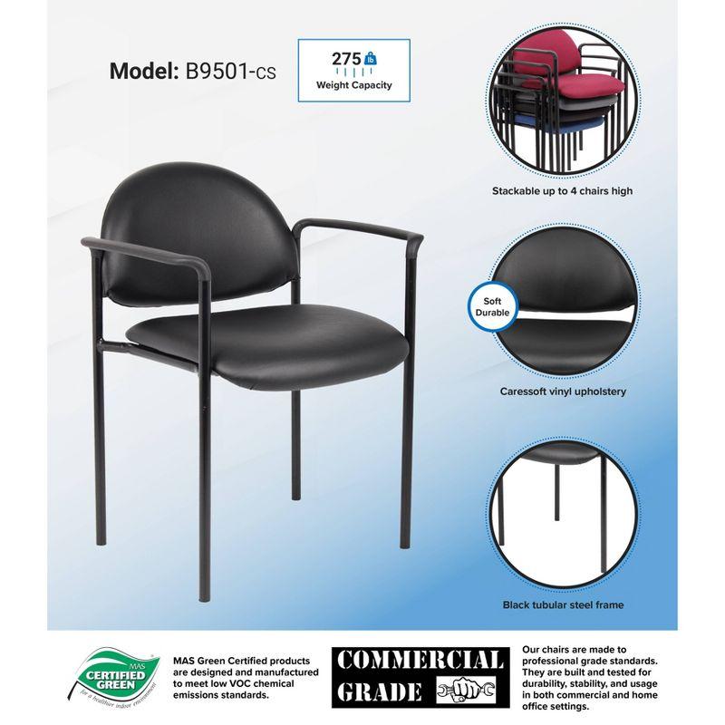 Contemporary Black Caressoft Stacking Chair with Metal Frame