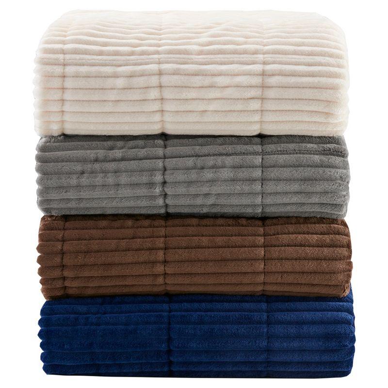 60"x70" Oversized Williams Plush Down Alternative Throw Blanket Ivory - Madison Park
