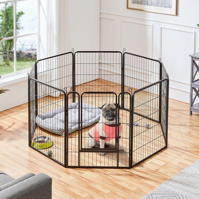 Yaheetech 8 Panels Metal Dog Playpen Dog Cat Exercise Barrier, Black