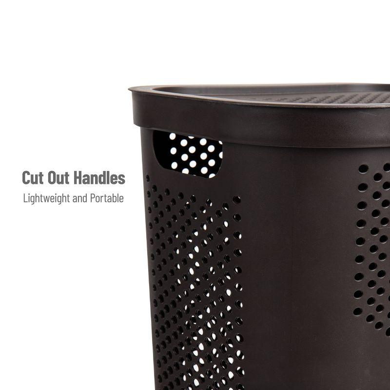 Mind Reader Mind Reader 40L Slim Laundry Hamper, Clothes Basket, Lid, Wicker Design, Plastic