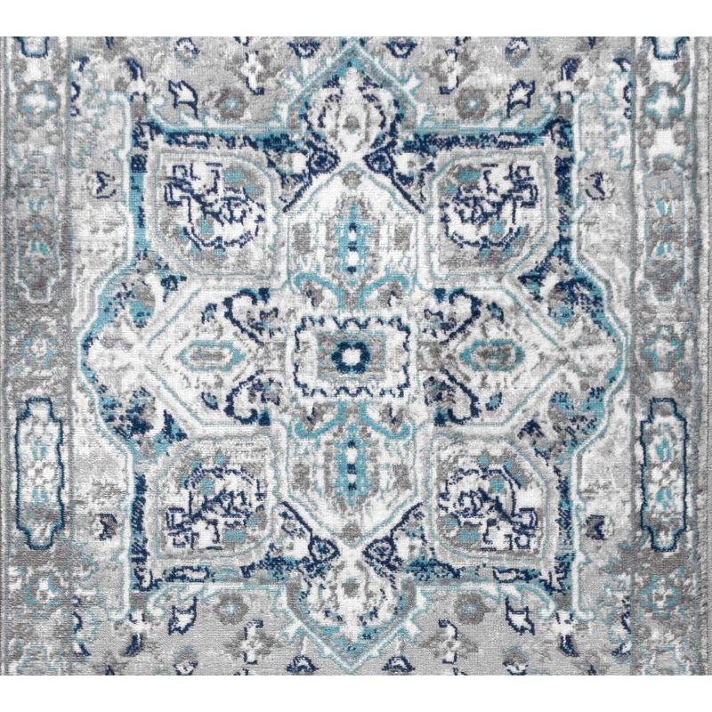 2'x8' Modern Persian Vintage Medallion Runner Rug, Light Grey/Blue - JONATHAN Y