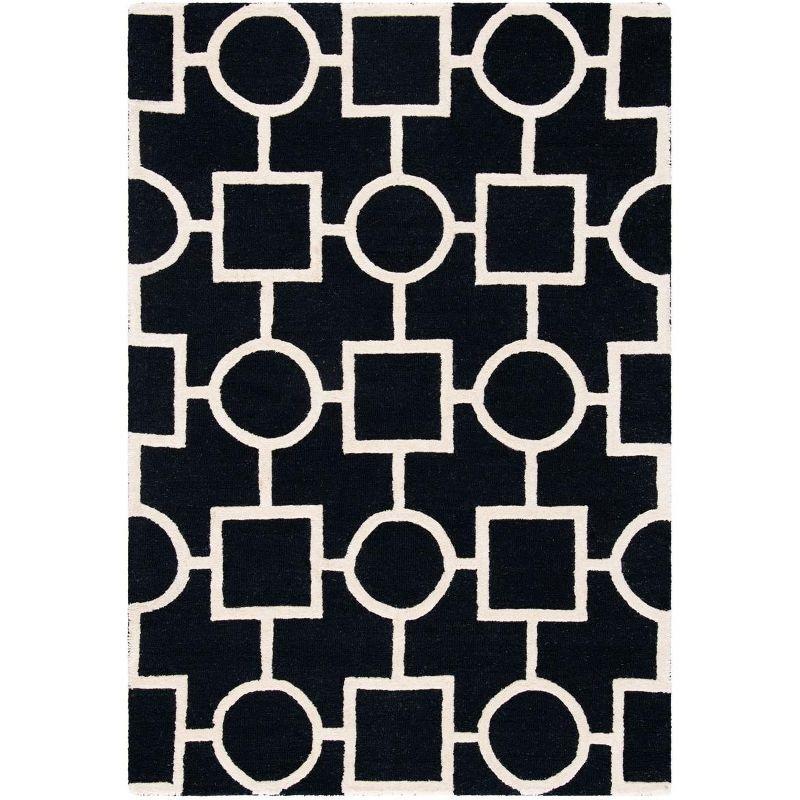 Cambridge Black and Ivory Hand-Tufted Wool Geometric Rug