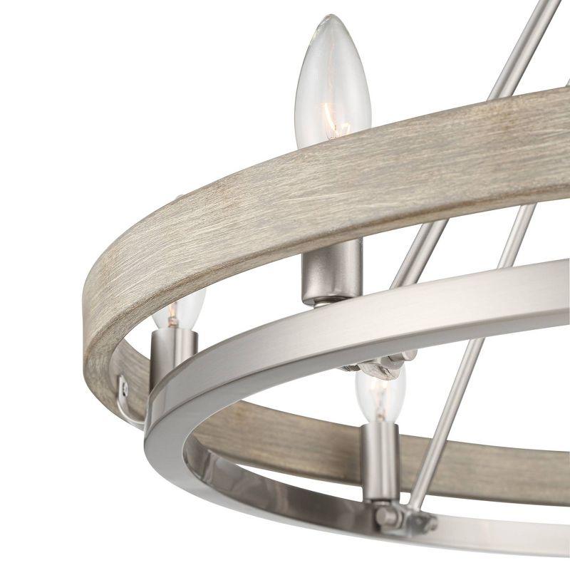 Possini Euro Design Brushed Nickel Graywood Wagon Wheel Chandelier 29 1/4" Wide Farmhouse Rustic 8-Light Fixture Dining Room Kitchen Island Entryway