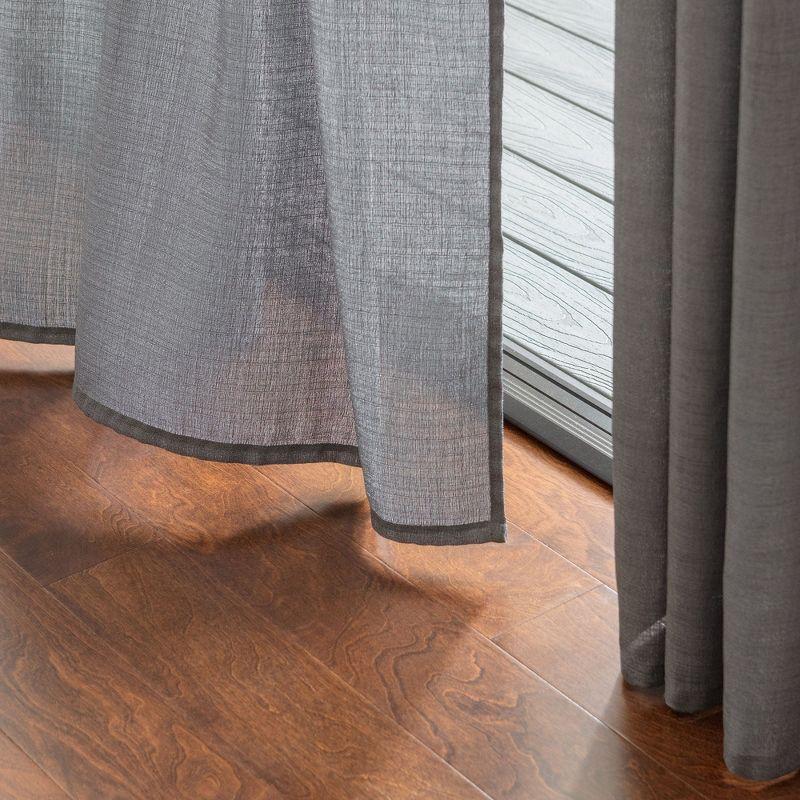 Chanasya 2pk Faux Belgian Flax Semi Sheer Window Curtain Panels - Set of 2 - 52 x 63 Inches Long - Dark Gray