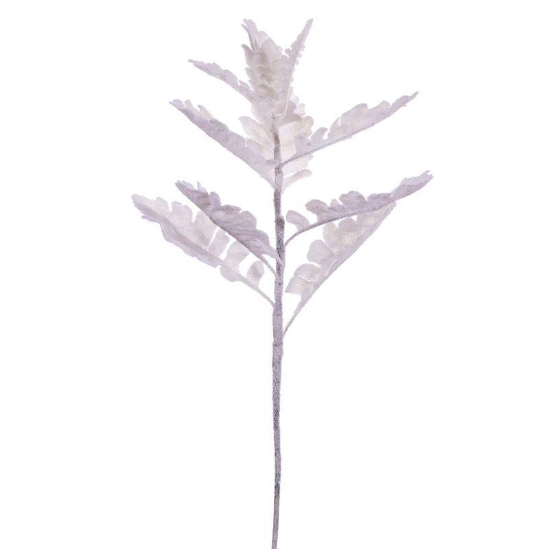 24" White Glittered Artificial Dusty Miller Spray