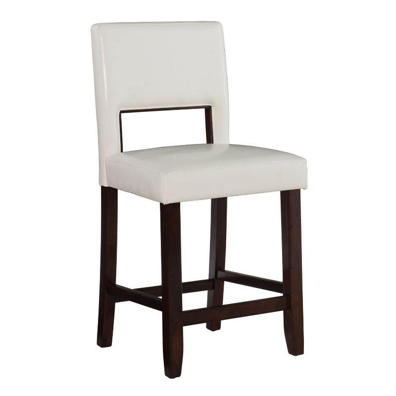 Linon 24" Vega Padded Back and Seat Faux Leather Counter Height Barstool Hardwood White: Rubberwood Legs, Polyurethane Upholstery
