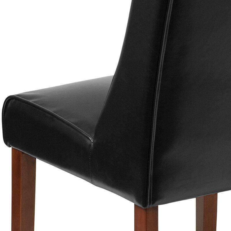Merrick Lane Harmony Button Tufted Parsons Chair with Side Panel Detail in Black Faux Leather