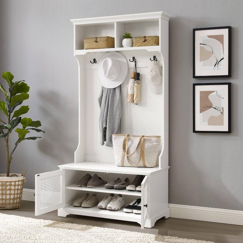 Sarah Hall Tree White - Crosley: Entryway Organizer with Shelving, Coat Hooks, Shoe Cabinet