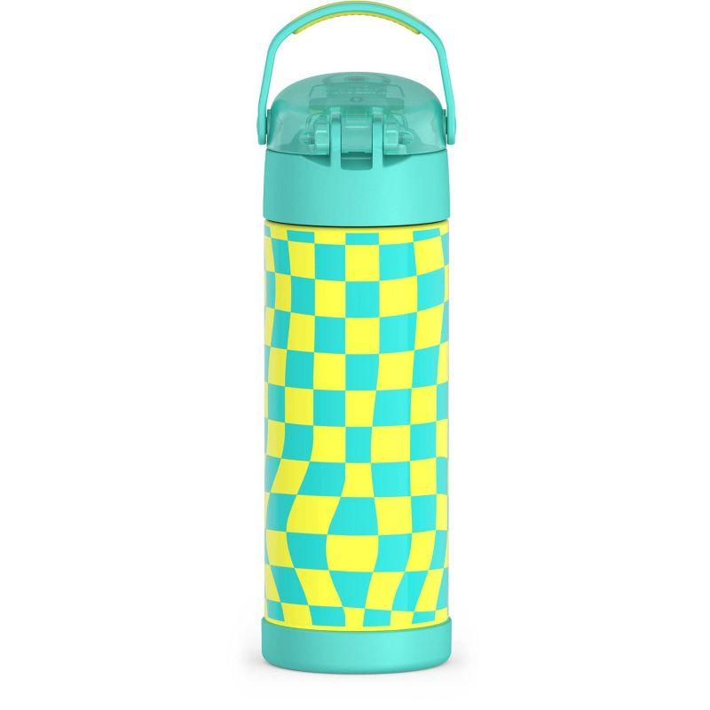 Teal Checkered Stainless Steel 16oz FUNtainer Water Bottle