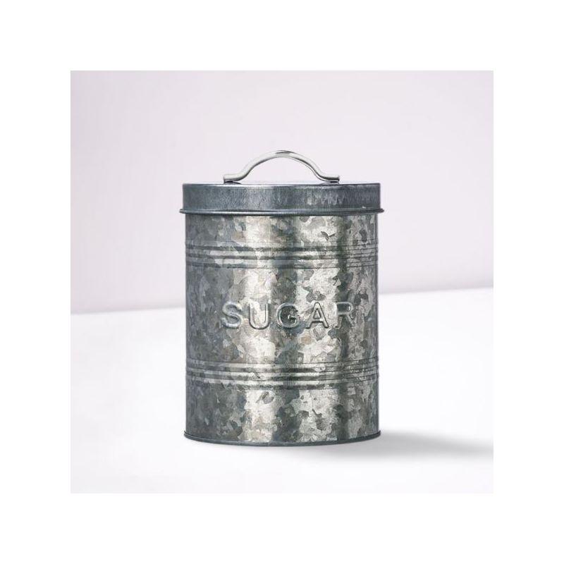 Amici Home Rustic Kitchen Collection Galvanized Metal Storage Canister, Food Safe, Sugar Relief, 76 Ounce