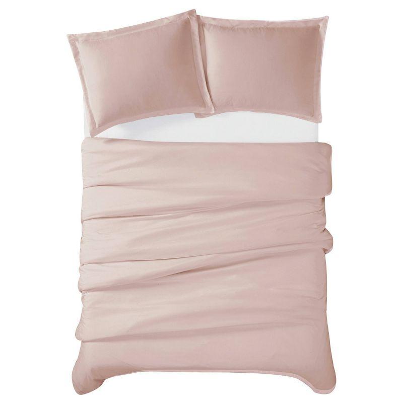 Twin/Twin XL 2pc Heritage Solid Duvet Cover Set Blush - Cannon: Reversible, OEKO-TEX Certified, Polyester