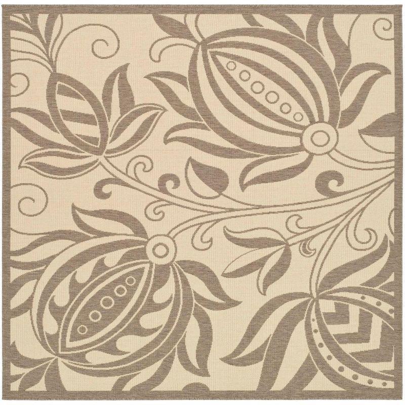 Courtyard CY2961 Power Loomed Indoor and Outdoor Area Rug - Natural/Brown - 6'7"x6'7" - Safavieh