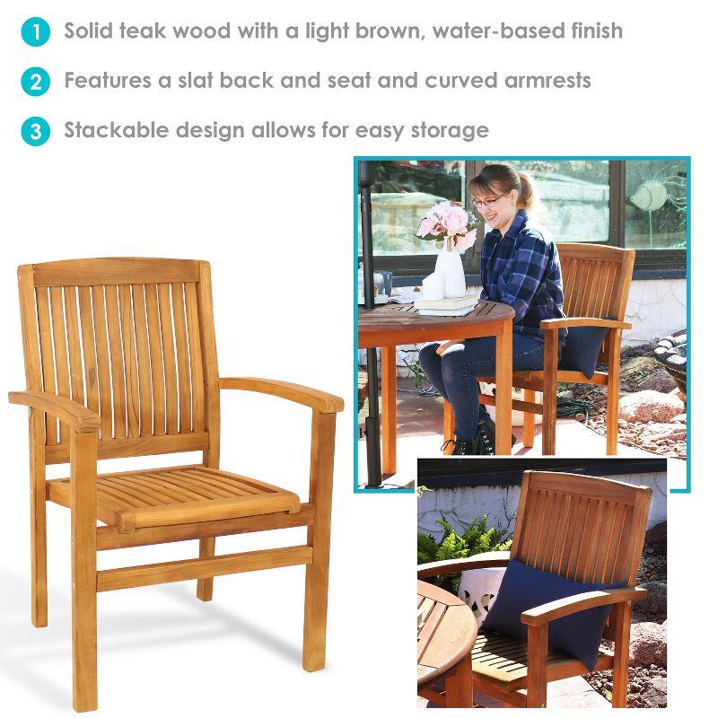 Vivioville Solid Teak Outdoor Stackable Dining Chair