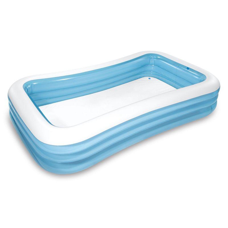 Blue and White Inflatable Rectangular Family Pool for Kids