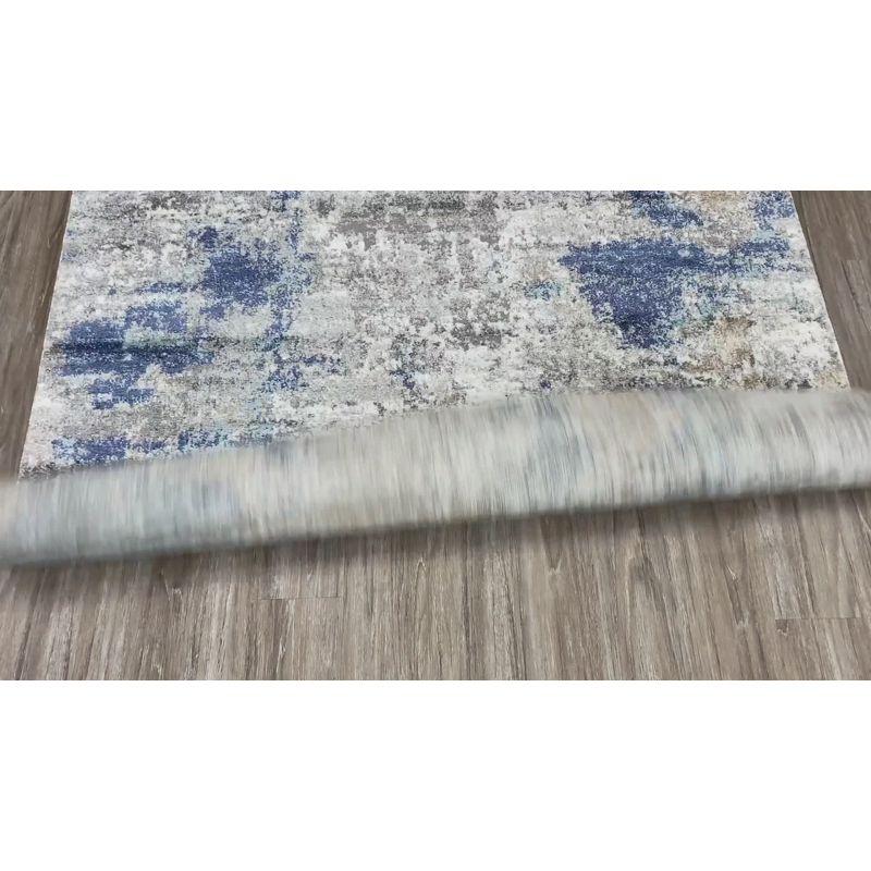 Gray Abstract 5' x 7' Stain-Resistant Synthetic Area Rug