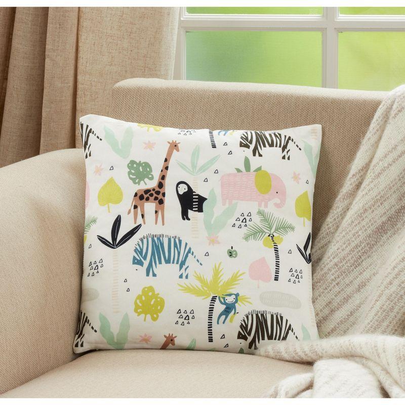 Saro Lifestyle Safari Animals Pillow - Poly Filled, 16" Square, Multi